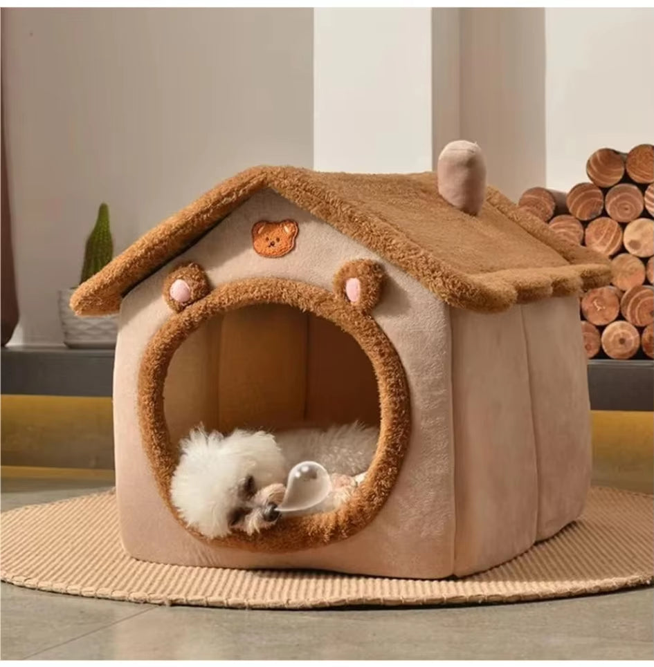 Foldable Pet House Removable Washable Cat House Puppy Cave Sofa Pet Bed House for Extra Small Dogs and Small and Medium Cats
