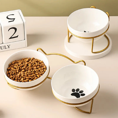 🐾 Raised Ceramic Dog & Cat Feeding Bowl — Calm Everyday Mealtime Set