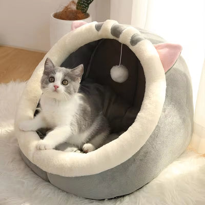 🐾 Deep Sleep Cartoon Cat Bed